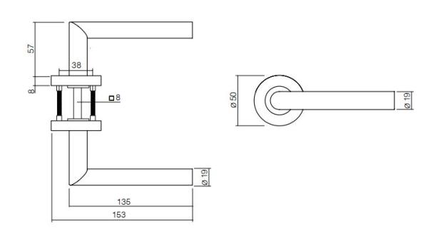ProGriff TD-Piano T-Form auf Rosette– Edelstahl